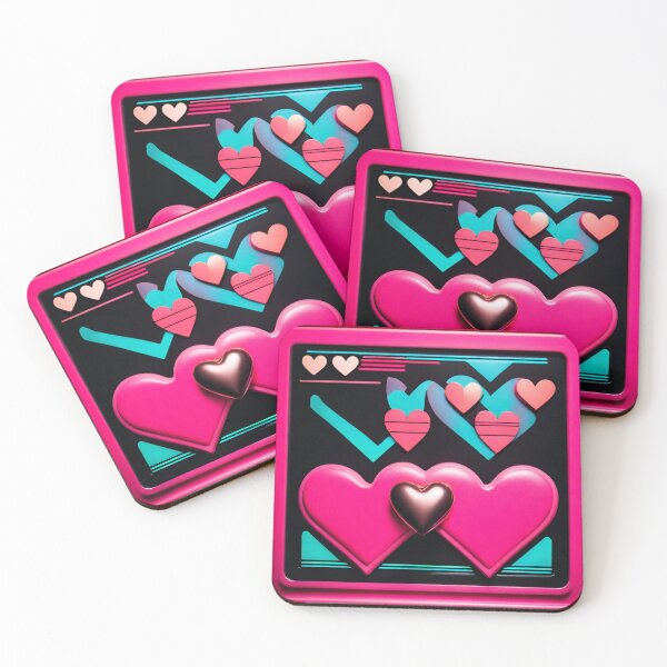 Item preview, 3D Love Hearts 80s Retro Chic Amor designed and sold by Kayley  |  QuintaDaColherArtes.