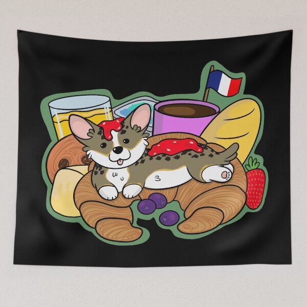 Item preview, French Breakfast Tri Color Corgi designed and sold by DrawsCutePaws.