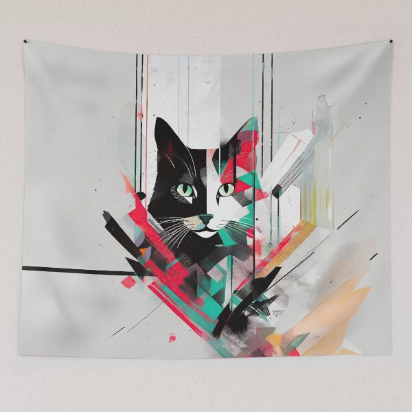 Item preview, Abstract Feline Flair: Geometric Cat Portrait designed and sold by bsilvia.