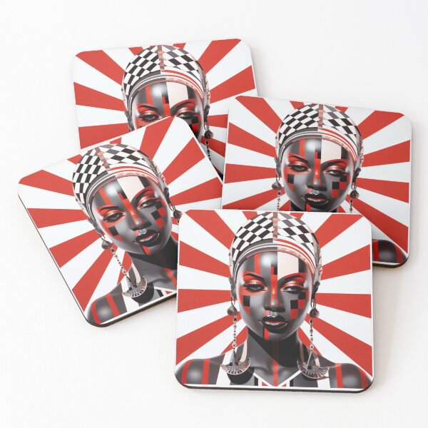 Item preview, WOMAN WORRIOR BLACK RED WHITE STRIPES ABSTRACT 8 designed and sold by justyna-s28.