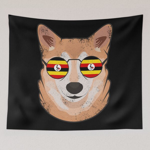 Item preview, Vintage Patriotic Shiba Inu Ugandan Flag designed and sold by feether-store.