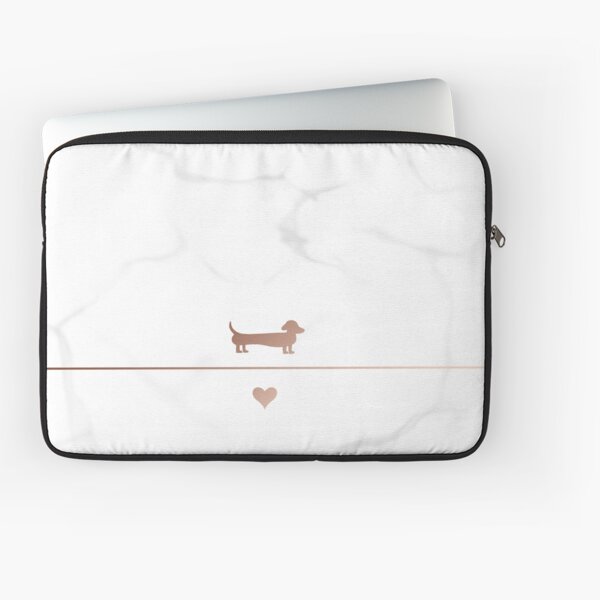 Rose gold and marble dachshund love Laptop Sleeve