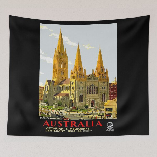 Item preview, ST PAULS CHURCH : Vintage 1934 Melbourne Australia Print designed and sold by posterbobs.