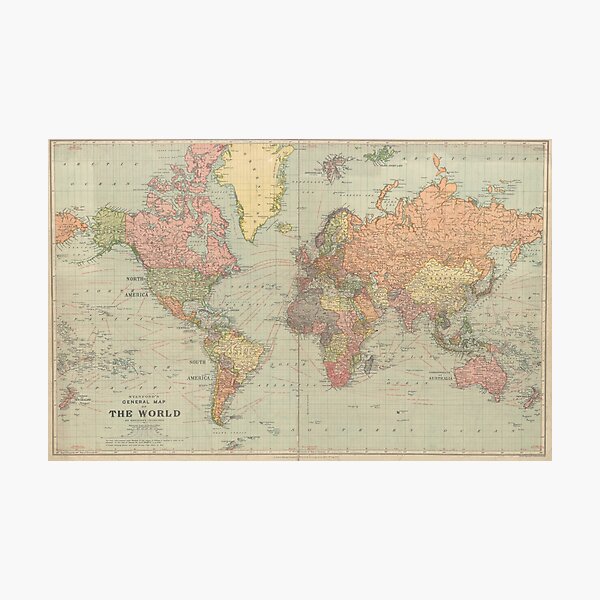 General Map of the World by Stanford year 1922 Photographic Print