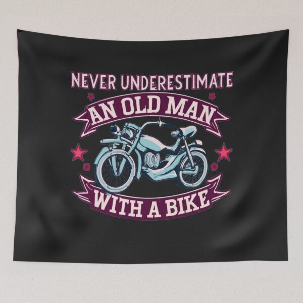 Item preview, Never Underestimate an old man with a bike text design designed and sold by Pawel Oska.