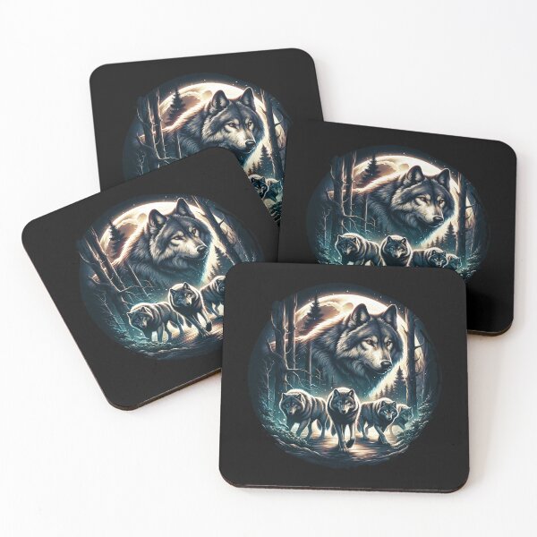 Item preview, "Moonlit Pack - Alpha Wolf and Family on a Forest Hunt" designed and sold by ChromaticBlend.