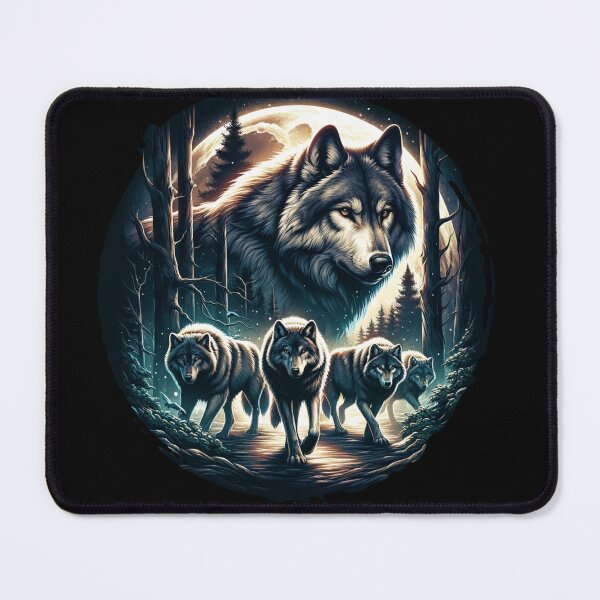 Item preview, "Moonlit Pack - Alpha Wolf and Family on a Forest Hunt" designed and sold by ChromaticBlend.