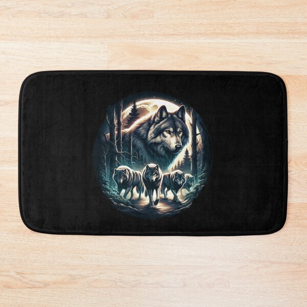 Item preview, "Moonlit Pack - Alpha Wolf and Family on a Forest Hunt" designed and sold by ChromaticBlend.