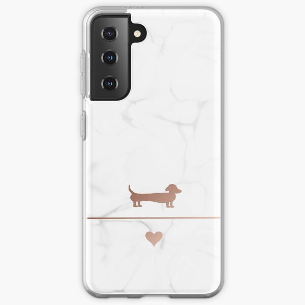 Rose gold and marble dachshund love Samsung Galaxy Soft Case