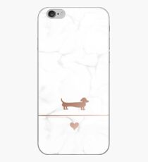 Rose gold and marble dachshund love iPhone Case