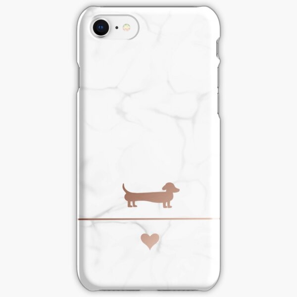 Rose gold and marble dachshund love iPhone Snap Case