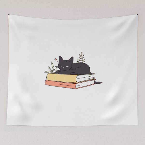 Item preview, black Cat sleeping on the Books designed and sold by PandaKunst.