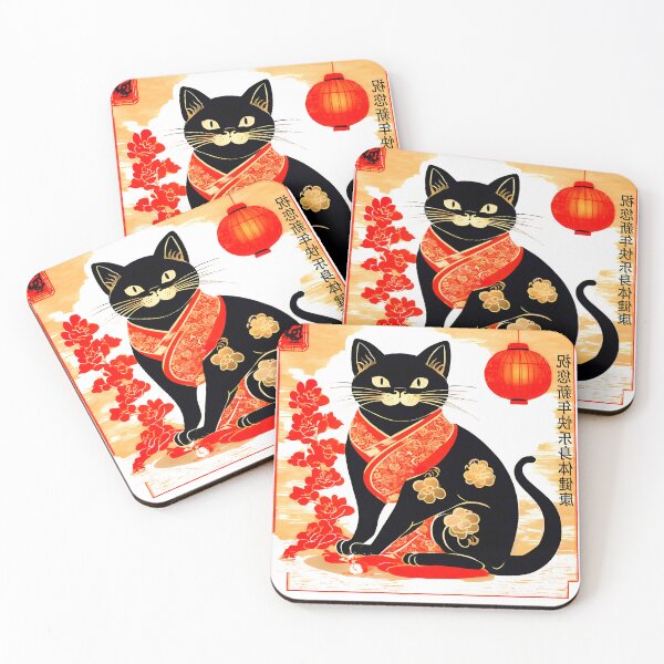 Item preview, Chinese Black Meowster - WISHING YOU A HAPPY NEW YEAR AND GOOD HEALTH designed and sold by Cyrensea.