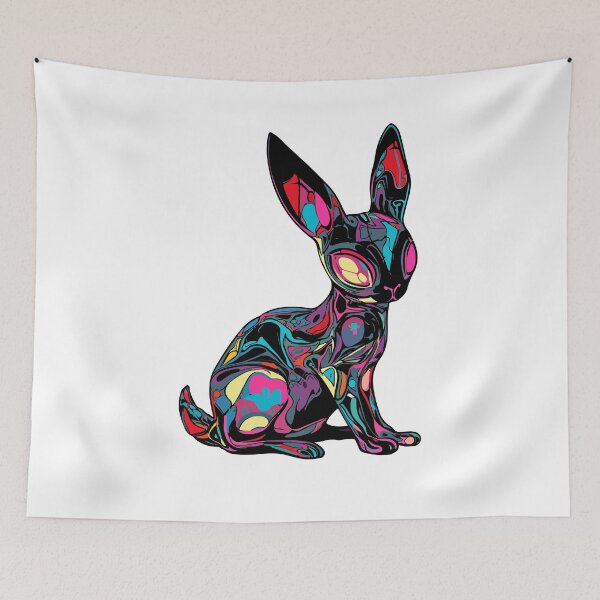Item preview, Colorful psychedelic rabbit designed and sold by TheRealmWithin.