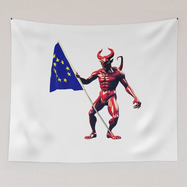 Item preview, Devil with a eu Flag Next Exit White designed and sold by Aquillashop.
