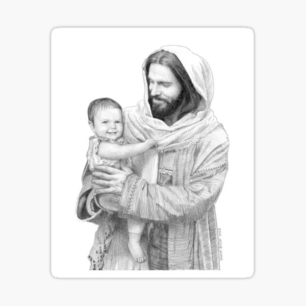 Jesus Holds Her Close Sticker