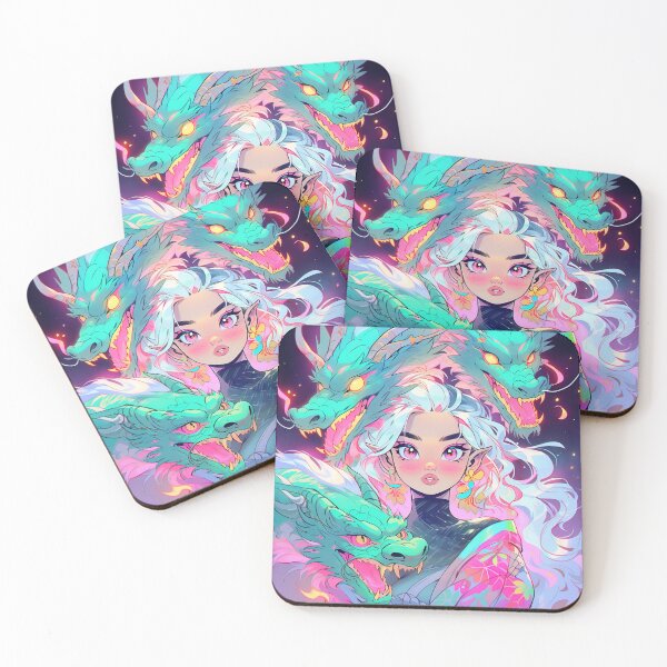 Item preview, Mythical Fantasy Anime Girl and Dragons designed and sold by bubblegoth.