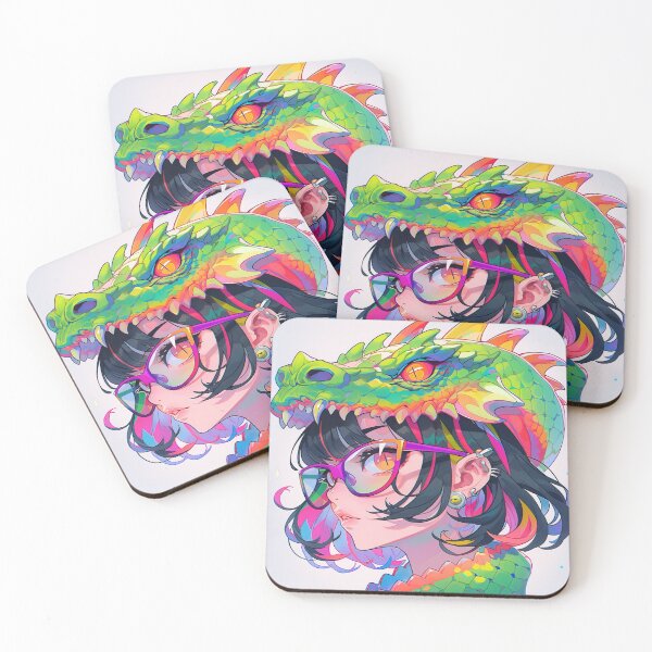 Item preview, Vibrant Rainbow Dragon Anime Girl designed and sold by bubblegoth.
