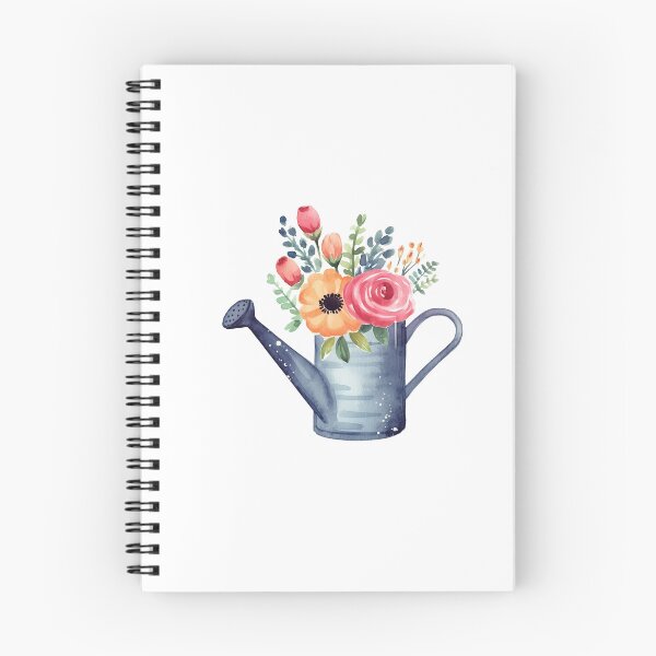 Item preview, grey watering can with floral designed and sold by PandaKunst.