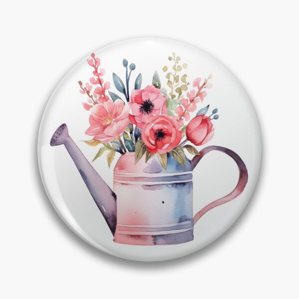 Item preview, watering can with floral designed and sold by PandaKunst.