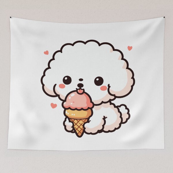 Item preview, Cute Fluffy Puppy Eating Ice Cream designed and sold by SweetDoodleBug.