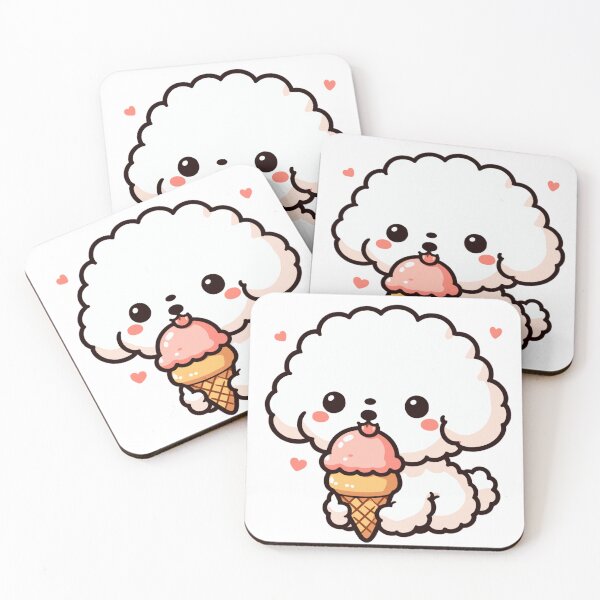 Item preview, Cute Fluffy Puppy Eating Ice Cream designed and sold by SweetDoodleBug.