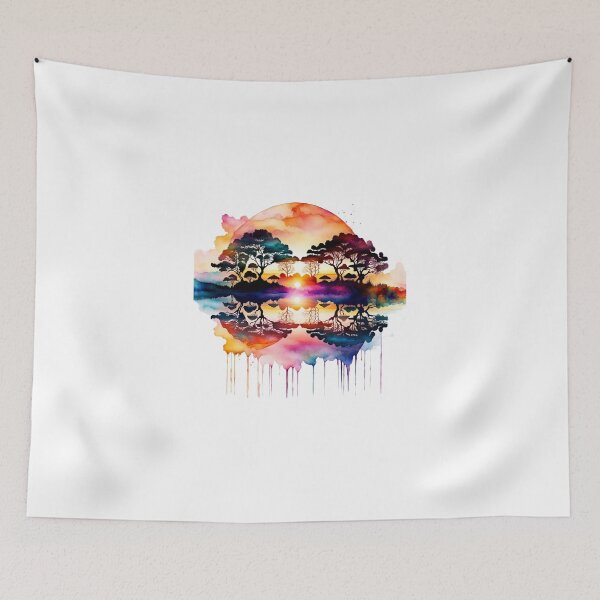 Item preview, Tree Island Watercolour Reflection Design #1 designed and sold by fluidwatercolor.