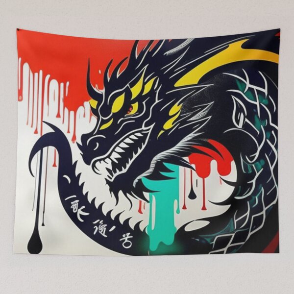 Item preview, Dragon with paint drip background  designed and sold by Roxburylane.