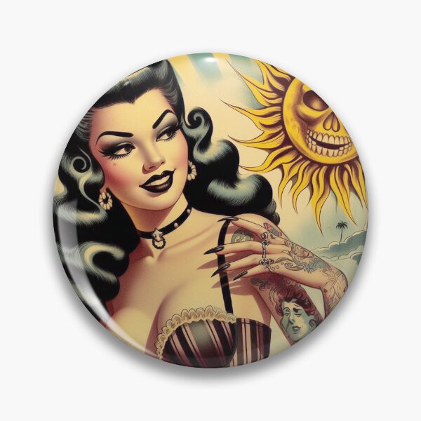 Item preview, Vintage Goth Tattoo Girl designed and sold by PulpVintage.