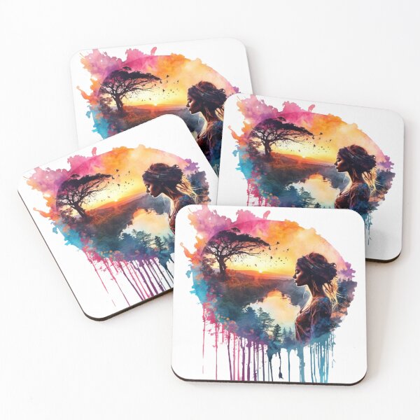 Item preview, Tree Island Girl Watercolour Reflection Design designed and sold by fluidwatercolor.