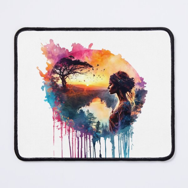 Item preview, Tree Island Girl Watercolour Reflection Design designed and sold by fluidwatercolor.