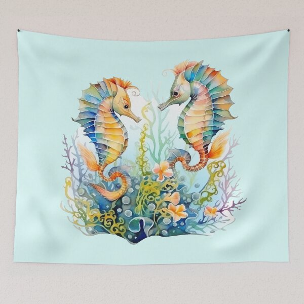 Item preview, Sea Horses Ocean Design Nature Beach Lover Watercolor  designed and sold by fluffstuffgifts.