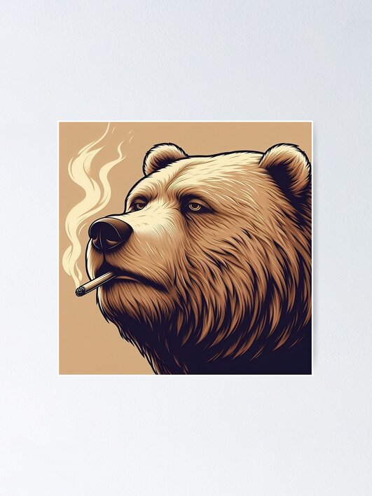 A bear smoking a cigarette
