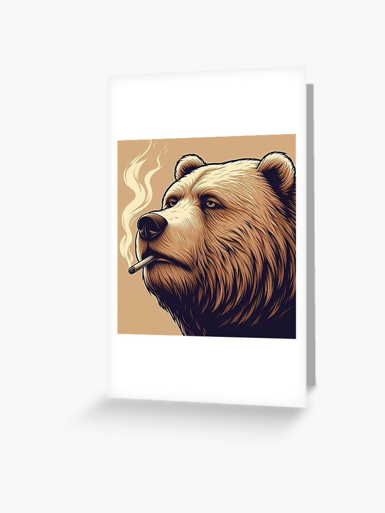 cigarette disposal tower A bear smoking a cigarette Greeting Card