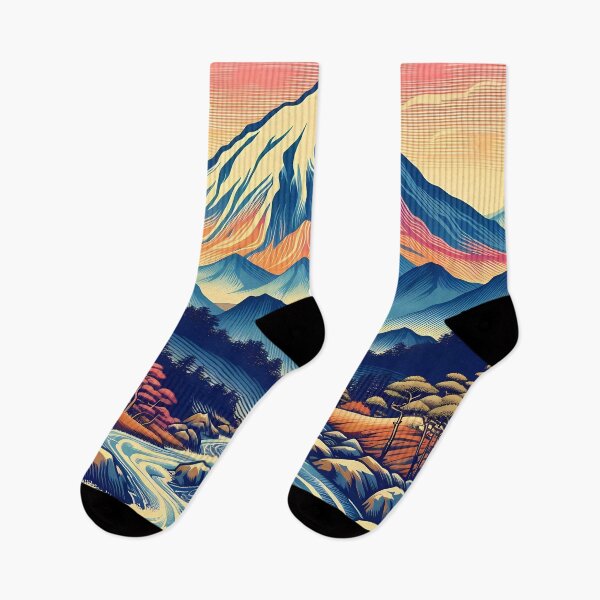 Item preview, Alpine Serenity: A Stylized Mountain River Scene designed and sold by Vitalka-uk.