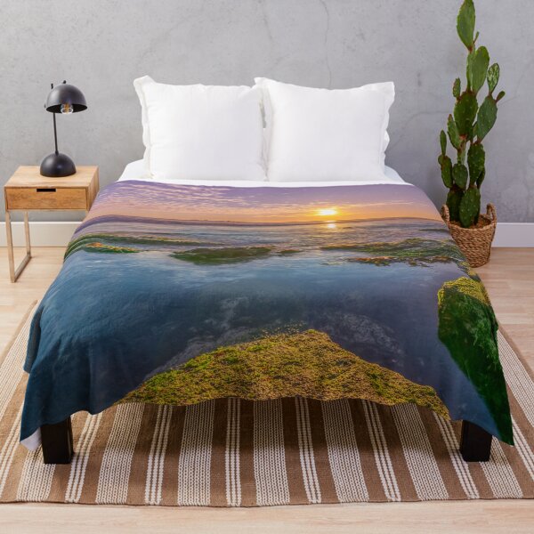 Item preview, Mossy Beach Rocks with Calm Water, Purple Sky and Sunset designed and sold by ImagesByBoyd.