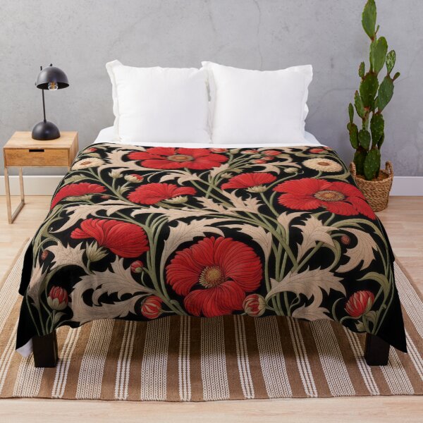 Item preview, Art Nouveau Floral Pattern Collection #1 - Red Zinnias #6 designed and sold by elektronen.