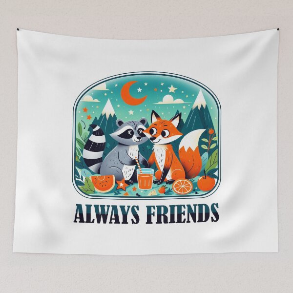 Item preview, Raccoon and Fox - Always Friends designed and sold by Ederson D'Mind.