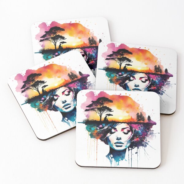 Item preview, Island Head Watercolour Woman #2 designed and sold by fluidwatercolor.