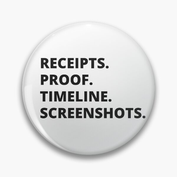Item preview, RHOSLC Receipts Proof Timeline Screenshots black text designed and sold by Unomum.
