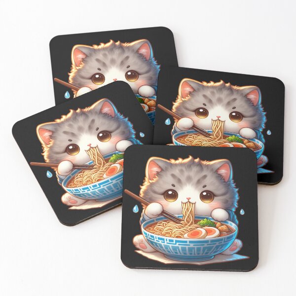 Item preview, Kawaii Kitten Eating Ramen 2 designed and sold by Totally4Ryo.