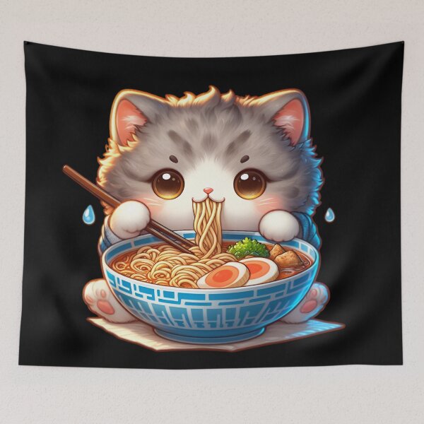 Item preview, Kawaii Kitten Eating Ramen 2 designed and sold by Totally4Ryo.