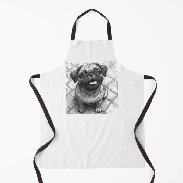 Item preview, Happy Black and White Pug Drawing designed and sold by KazzasKorner.