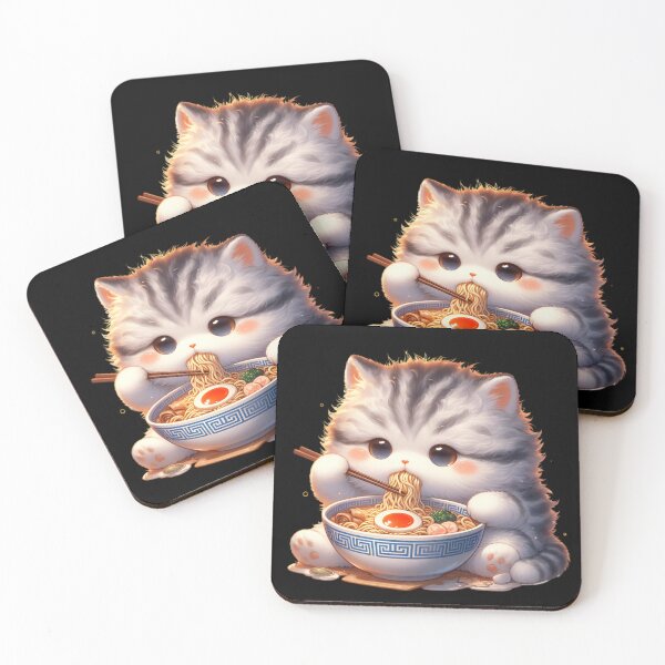Item preview, Kawaii Kitten Eating Ramen 3 designed and sold by Totally4Ryo.