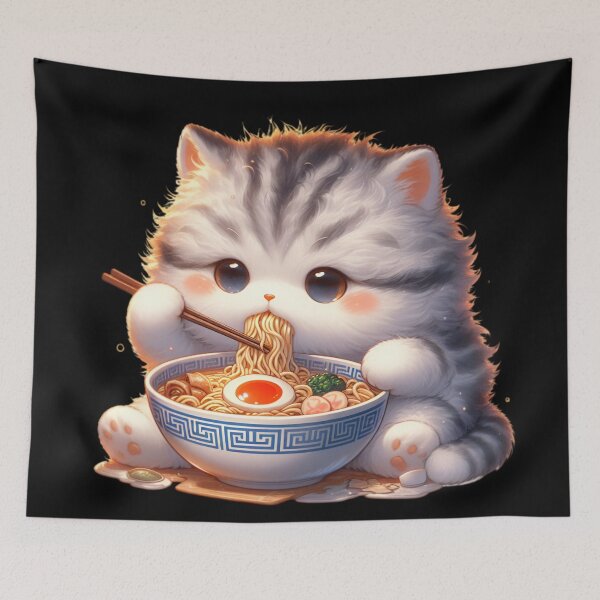 Item preview, Kawaii Kitten Eating Ramen 3 designed and sold by Totally4Ryo.
