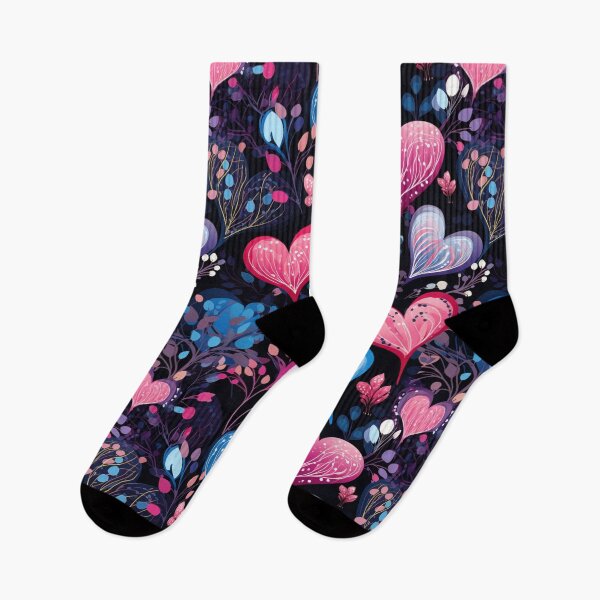 Artikelvorschau, Rosa und blaue Herzen zum Valentinstag mit zartem botanischen Muster entworfen und verkauft von AgathaZolastore.