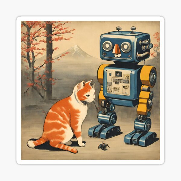 Item preview, Cat + Robot (treats) designed and sold by BoxcarDesigns.