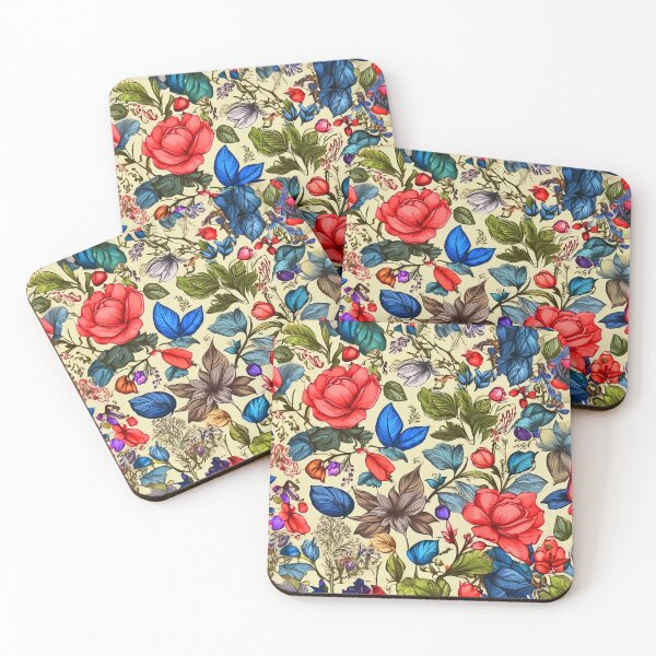 Item preview, Greenery Floral Pattern - Bright Colorful Pink And Blue Flowers designed and sold by SassyArtistry.