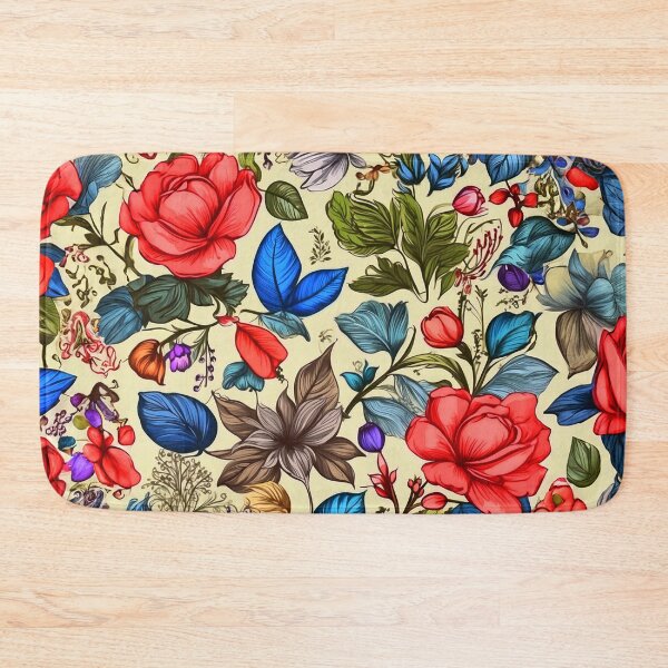 Item preview, Greenery Floral Pattern - Bright Colorful Pink And Blue Flowers designed and sold by SassyArtistry.