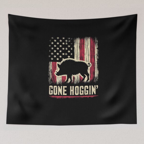 Item preview, Boar Hunter Gone Hoggin Vintage American Flag Wild Hog designed and sold by taaddison50.